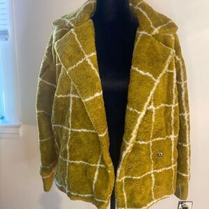Pear 🍐 green white wool plaid coat size S (small) from Forever21